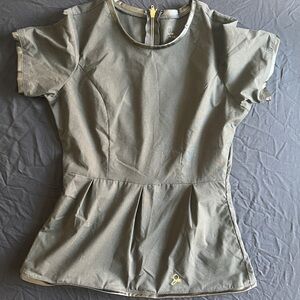 Jaanuu black faux leather collared trim and bottom, zipper- XS